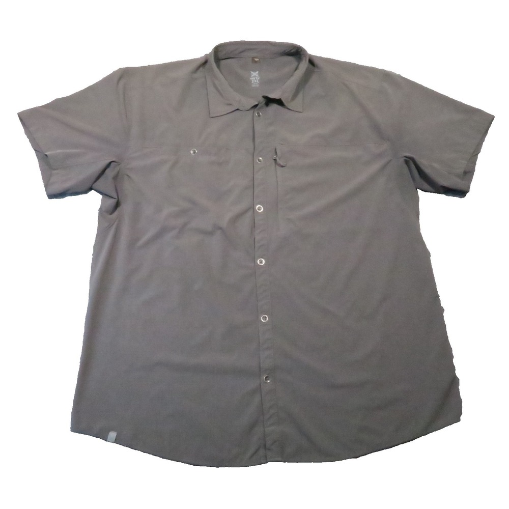 Vertx Fishing Shirt Mens 2XL Gray Short Sleeve Ripstop Stretch Hiking Gorpcore